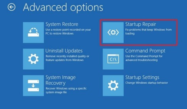 advanced option startup repair