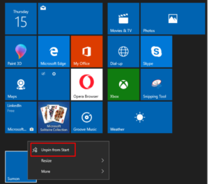 Start menu windows 10