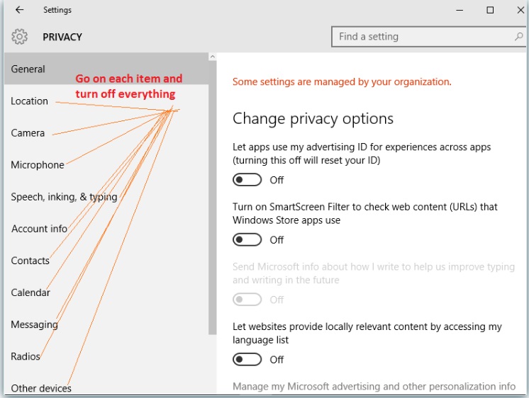 windows 10 privacy settings