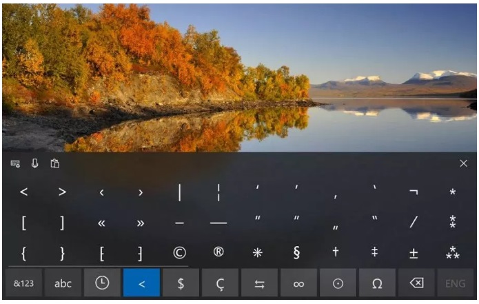 Symbols in touch keypad in Windows update