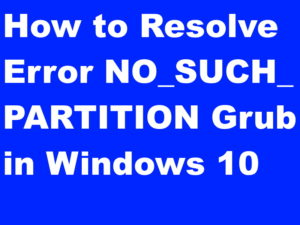 How to Resolve Error NO_SUCH_PARTITION Grub in Windows 10