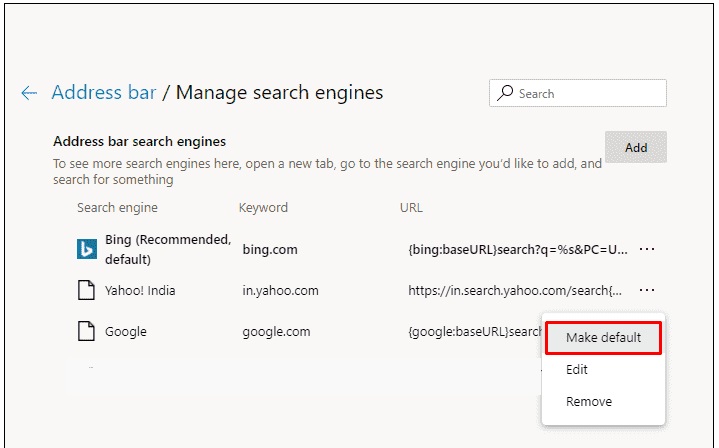 default search engine
