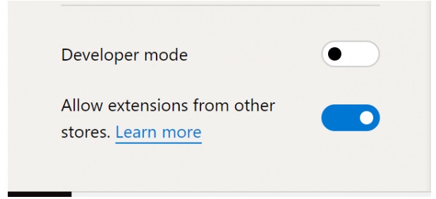 allow extension for microsoft edge