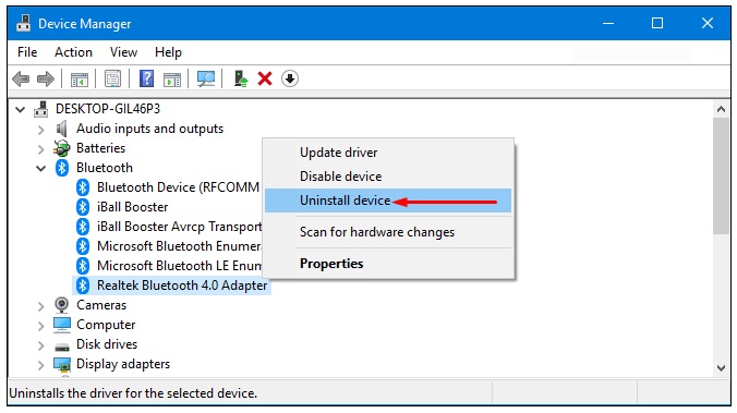 i uninstalled bluetooth from device manager