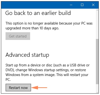 Advancestartup windows 10