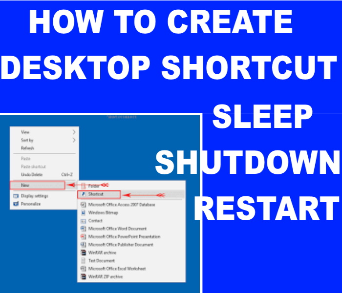 How to Create Shortcut of Sleep, Restart and Shutdown in Windows 10 / 8