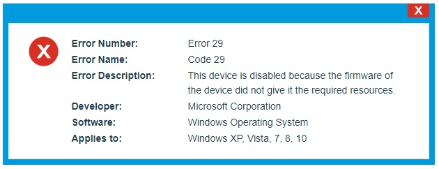 error code 29