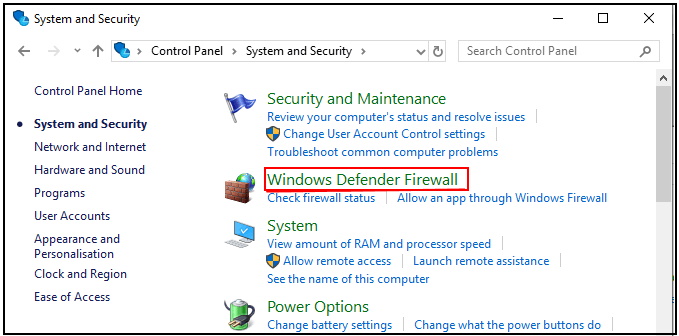 restore as default firewall setting in windows 10