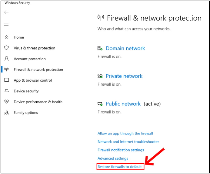 Tips : Restore as Default Firewall settings in Windows 10