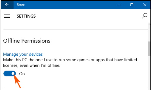 windows store setting