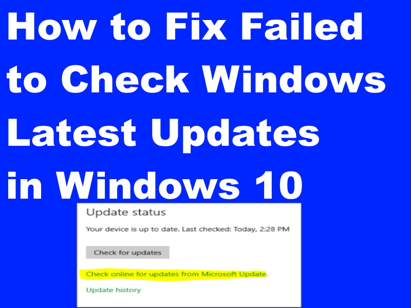 failed to check windows latest updates in windows 10