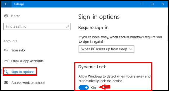 enable dynamic lock