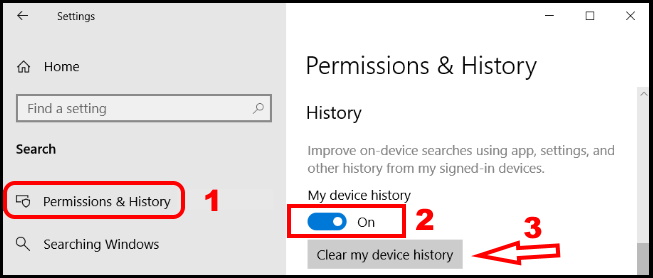 Windows search setting