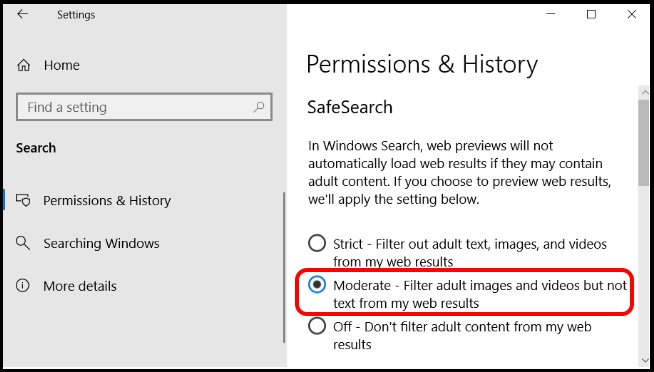 Windows search permission