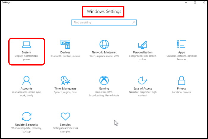 system setting