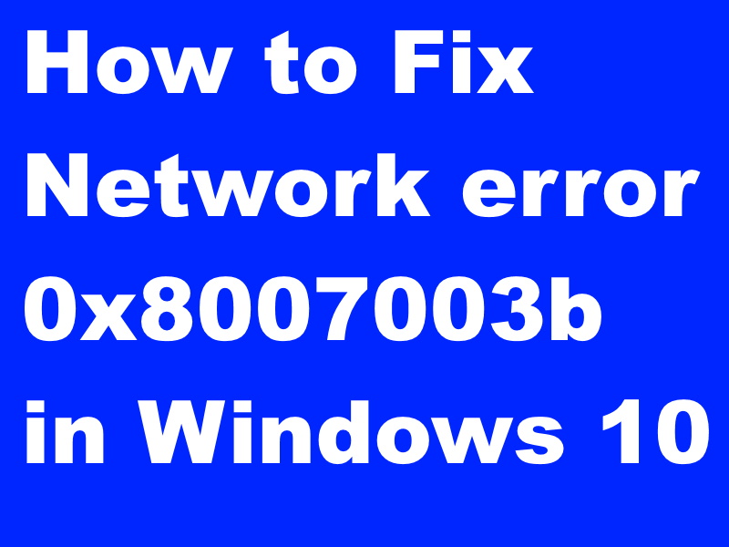 network error in windows 10