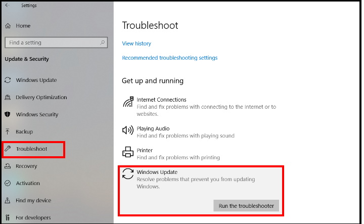 windows update troubleshooter