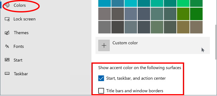 Personalize Background Color of Start, Taskbar, Action Centre Windows 10