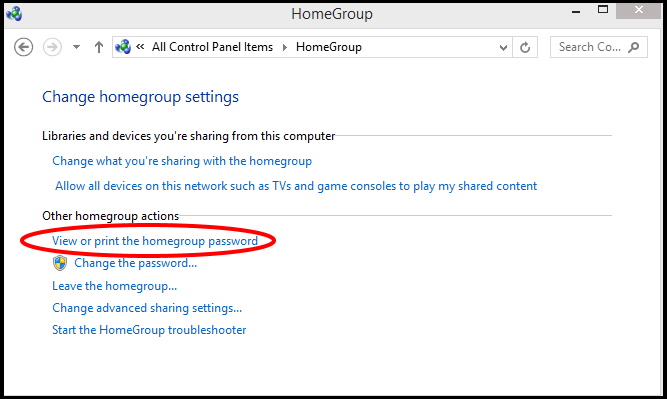 nanage homegroup password