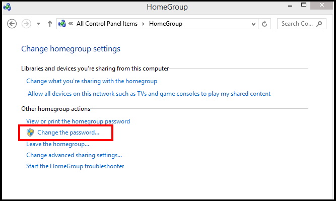 manage homegroup password