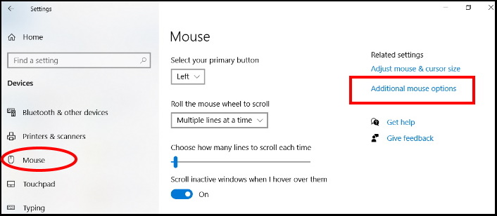 enable right mouse button