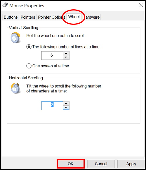 mouse wheel properties