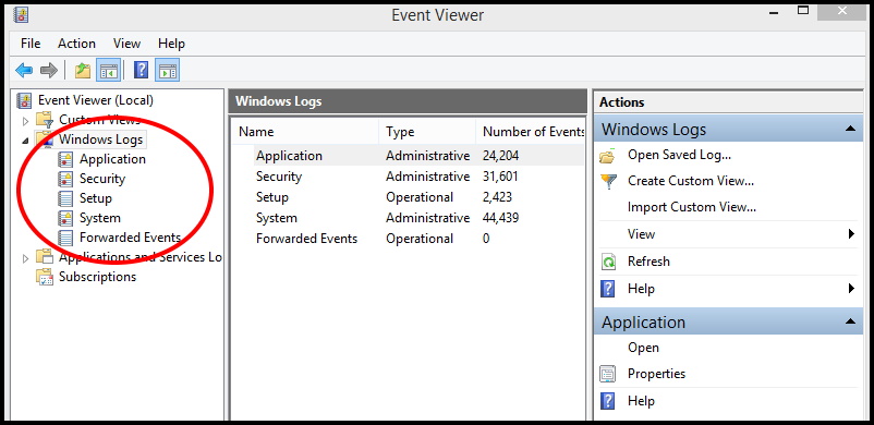 Manage Columns Event Viewer