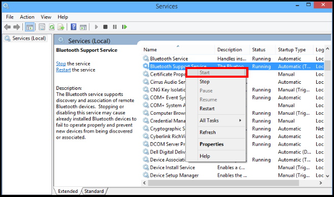 Bluetooth support service отсутствует windows 10