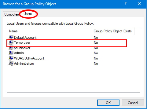 Local Group Policy Setting