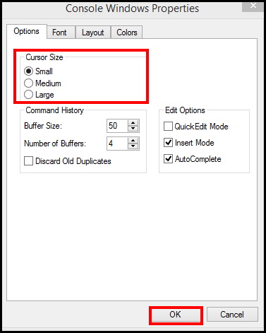 command prompt cursor size