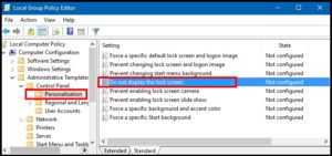 windows 10 disable auto lock screen