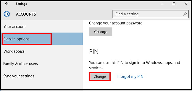 change pin login