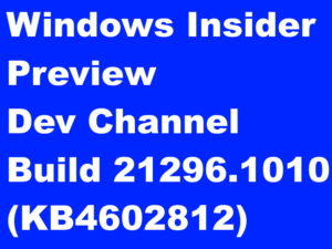 Windows 10 Inside Preview Dev Channel Build 21296.1010 (KB4602812) Released