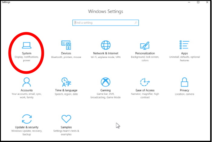 Windows 10 settings