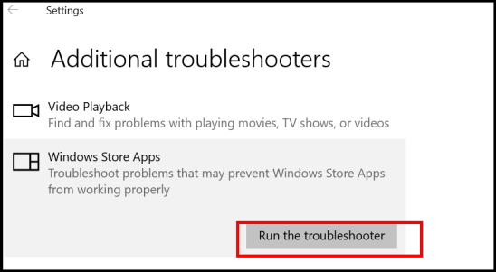 download microsoft troubleshooter for ms store windows 10 1709
