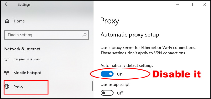 Windows Network Proxy Settings