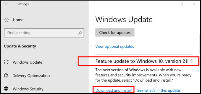Windows 10 21H1 Update 