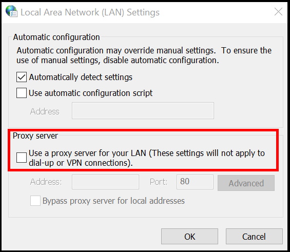 LAN settings windows 10