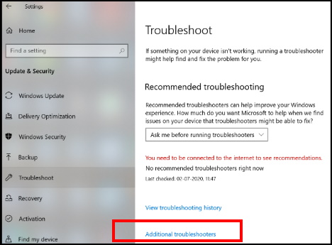 power troubleshooter windows 10