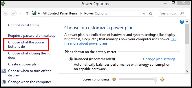 power option windows 10