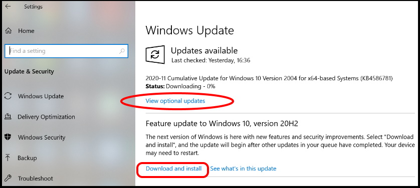 available windows update