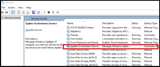 Disable Update Orchestrator service