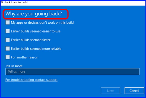 go back to Windows 10 from Windows 11