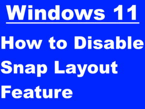 How can I Enable Disable Snap Layout Feature Windows 11