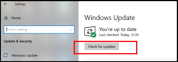 Windows update available