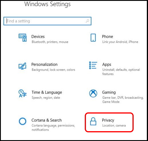 Privacy settings windows 10