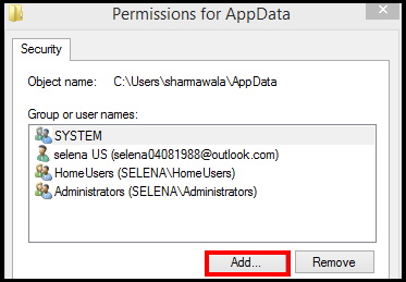 permission for app data