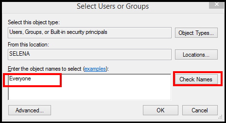 Select Users or Groups window