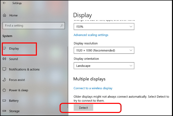 display settings windows 10