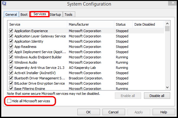 system configuration windows 10